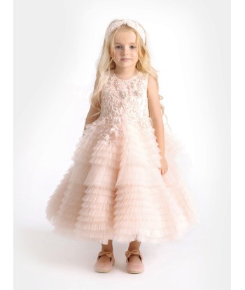 Maison Ava Girls Coralie Dress in Blush pas cher