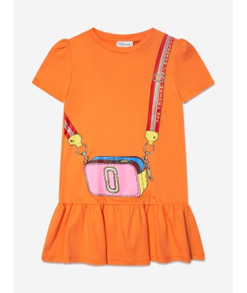 MARC JACOBS Girls Trompe L'oeil Bag Print Dress in Orange outlet