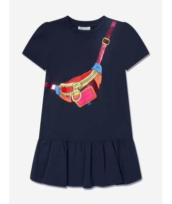 MARC JACOBS Girls Trompe L'oeil Bag Print Dress in Navy offre 