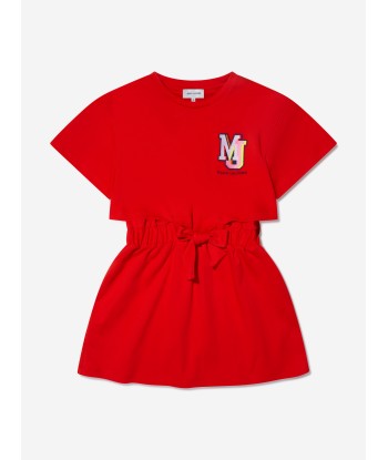 MARC JACOBS Girls Embroidered Logo Dress in Red en ligne des produits 