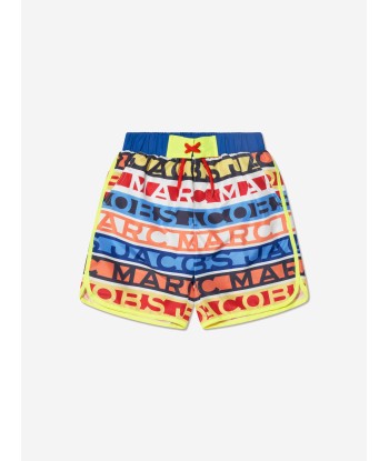 MARC JACOBS Boys Striped Logo Swim Shorts in Blue les ligaments