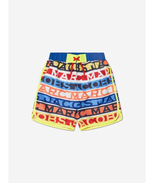 MARC JACOBS Boys Striped Logo Swim Shorts in Blue les ligaments