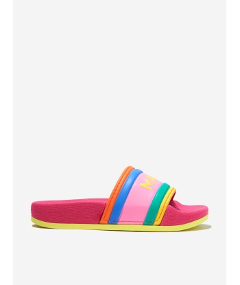 MARC JACOBS Girls Striped Logo Sliders in Multicolour livraison gratuite