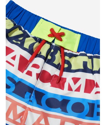 MARC JACOBS Boys Striped Logo Swim Shorts in Blue les ligaments