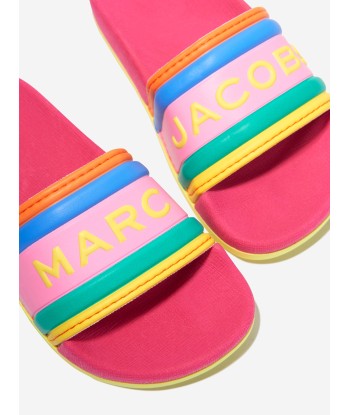 MARC JACOBS Girls Striped Logo Sliders in Multicolour livraison gratuite