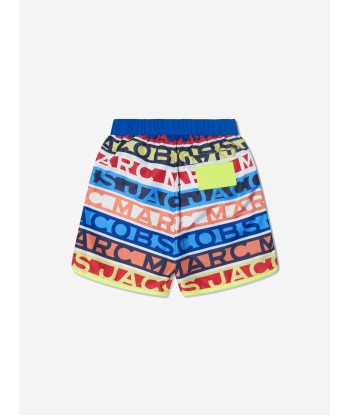 MARC JACOBS Boys Striped Logo Swim Shorts in Blue les ligaments