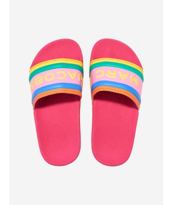 MARC JACOBS Girls Striped Logo Sliders in Multicolour livraison gratuite