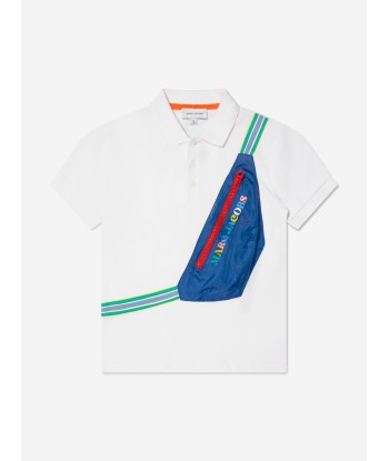 MARC JACOBS Boys Bag Pocket Polo Shirt in White rembourrage situé sous