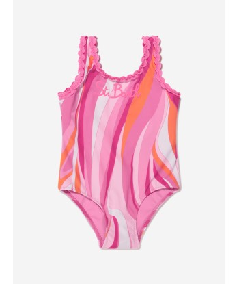 MC2 Saint Barth Girls Shape Wave Swimsuit in Pink pas cheres