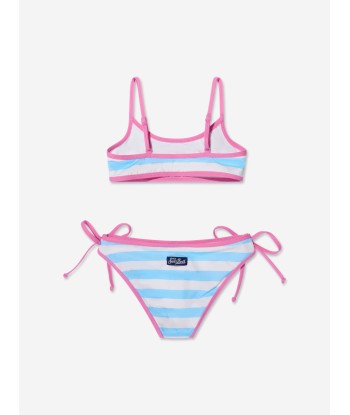 MC2 Saint Barth Girls Striped Fiorucci Bikini in Blue basket pas cher