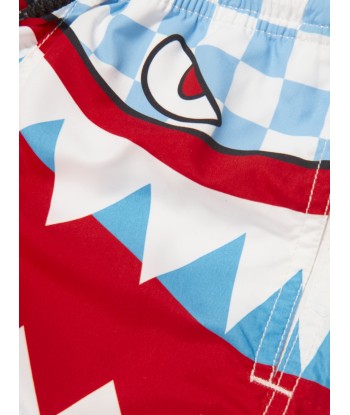 MC2 Saint Barth Boys Check Shark Attack Swim Shorts in Blue le concept de la Pate a emporter 