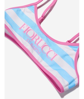 MC2 Saint Barth Girls Striped Fiorucci Bikini in Blue basket pas cher