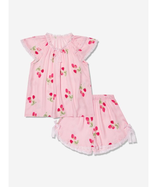 Amiki Children Girls Eliana Raspberry Print Short Pyjama Set in Pink en stock