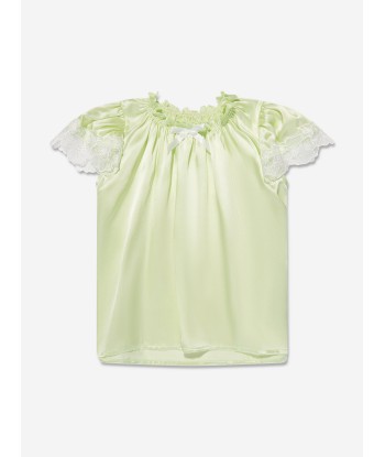 Amiki Children Girls Silk Angelina Pyjama Set in Lime de France