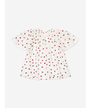 Amiki Children Girls Silk Demi Strawberries Short Pyjama Set in White plus qu'un jeu 