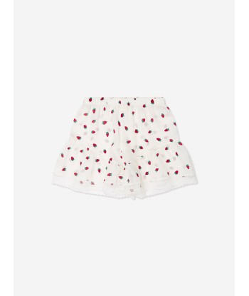 Amiki Children Girls Silk Demi Strawberries Short Pyjama Set in White plus qu'un jeu 