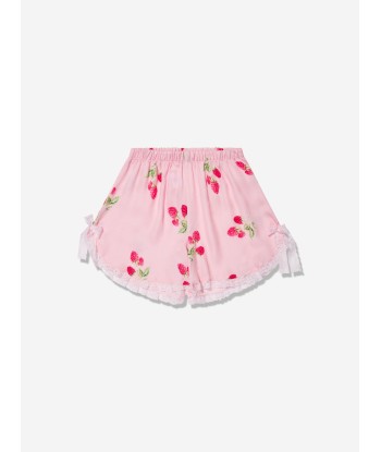 Amiki Children Girls Eliana Raspberry Print Short Pyjama Set in Pink en stock