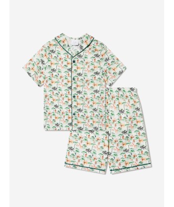 Amiki Children Boys Samuel Button Up Pyjama Set in Green votre