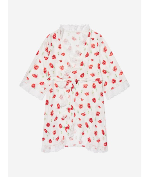 Amiki Children Girls Sofia Poppy Print Dressing Gown in White en ligne des produits 