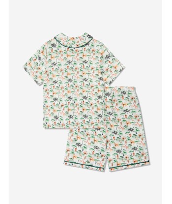 Amiki Children Boys Samuel Button Up Pyjama Set in Green votre