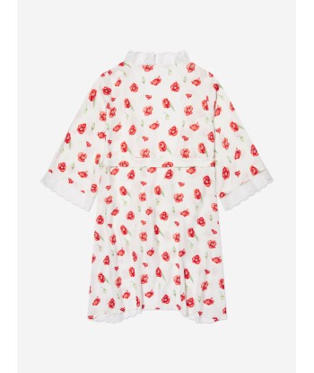 Amiki Children Girls Sofia Poppy Print Dressing Gown in White en ligne des produits 