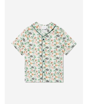 Amiki Children Boys Samuel Button Up Pyjama Set in Green votre