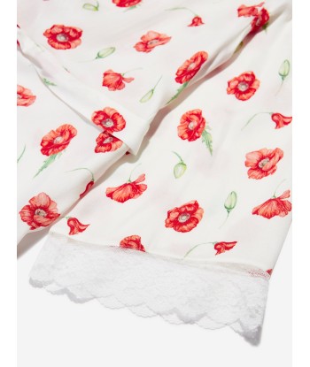 Amiki Children Girls Sofia Poppy Print Dressing Gown in White en ligne des produits 