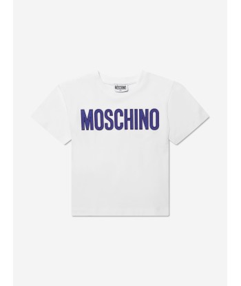 Moschino Girls Logo Maxi T-Shirt in White JUSQU'A -70%! 