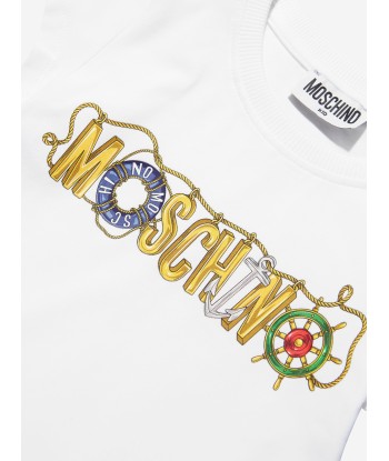 Moschino Girls Logo T-Shirt in White Voir les baskets