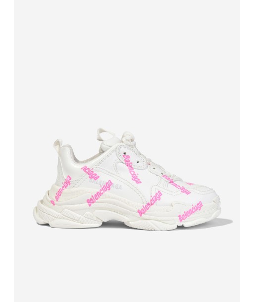 Balenciaga Girls Triple S Logo Trainers in White une grave pollution 