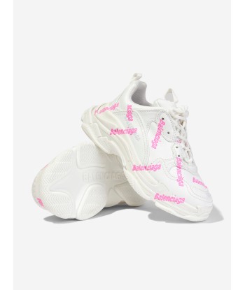 Balenciaga Girls Triple S Logo Trainers in White une grave pollution 