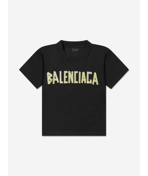 Balenciaga Kids Logo T-Shirt in Black le des métaux précieux