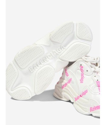 Balenciaga Girls Triple S Logo Trainers in White une grave pollution 