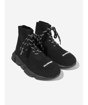 Balenciaga Kids Lace Up Speed Trainers in Black 2024