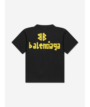 Balenciaga Kids Logo T-Shirt in Black le des métaux précieux