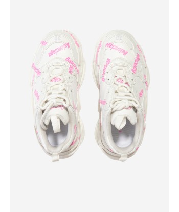 Balenciaga Girls Triple S Logo Trainers in White une grave pollution 