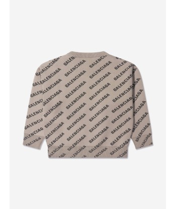 Balenciaga Kids All Over Logo Sweatshirt in Beige le concept de la Pate a emporter 