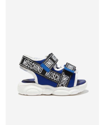 Moschino Boys Logo Tape Sandals in Blue l'achat 