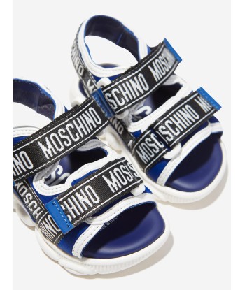 Moschino Boys Logo Tape Sandals in Blue l'achat 