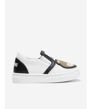 Moschino Kids Teddy Bear Slip On Trainers in White en ligne des produits 