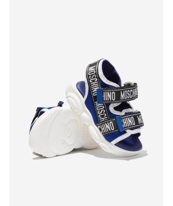 Moschino Boys Logo Tape Sandals in Blue l'achat 