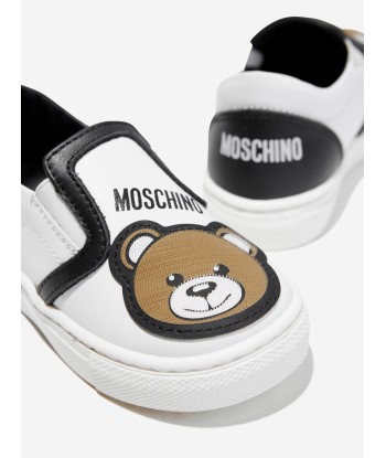 Moschino Kids Teddy Bear Slip On Trainers in White en ligne des produits 