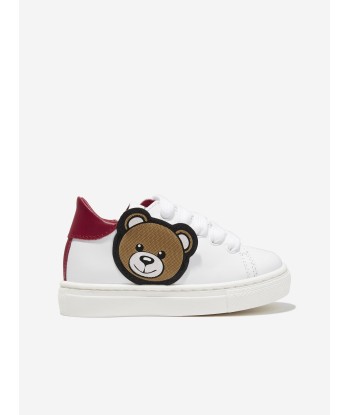 Moschino Kids Teddy Bear Trainers in White pas cher 