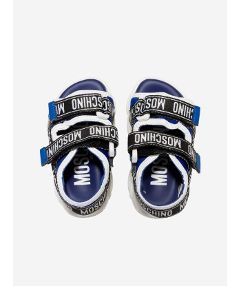 Moschino Boys Logo Tape Sandals in Blue l'achat 