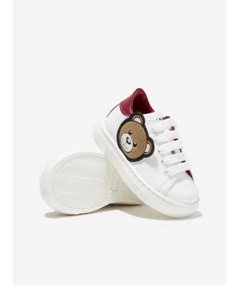 Moschino Kids Teddy Bear Trainers in White pas cher 