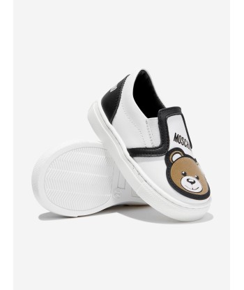 Moschino Kids Teddy Bear Slip On Trainers in White en ligne des produits 