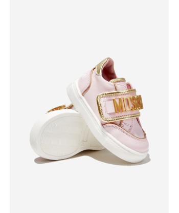 Moschino Girls Lettering Logo Trainers in Pink de France