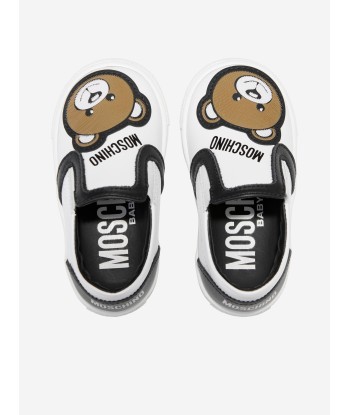 Moschino Kids Teddy Bear Slip On Trainers in White en ligne des produits 