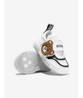 Moschino Boys Velcro Bear Trainers in White Profitez des Offres !