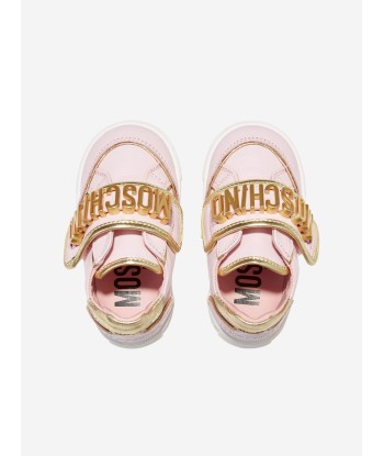 Moschino Girls Lettering Logo Trainers in Pink de France